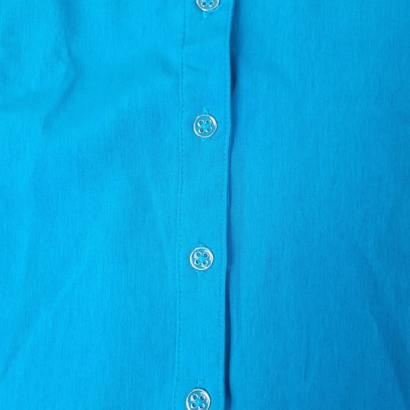 Cato Womens XL Teal Button Front Long Sleeve Career Office Blouse - Picture 3 of 10